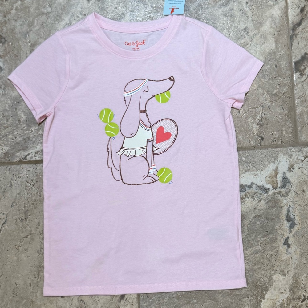 NWT Size 6 Cat & Jack Pink Graphic T-Shirt